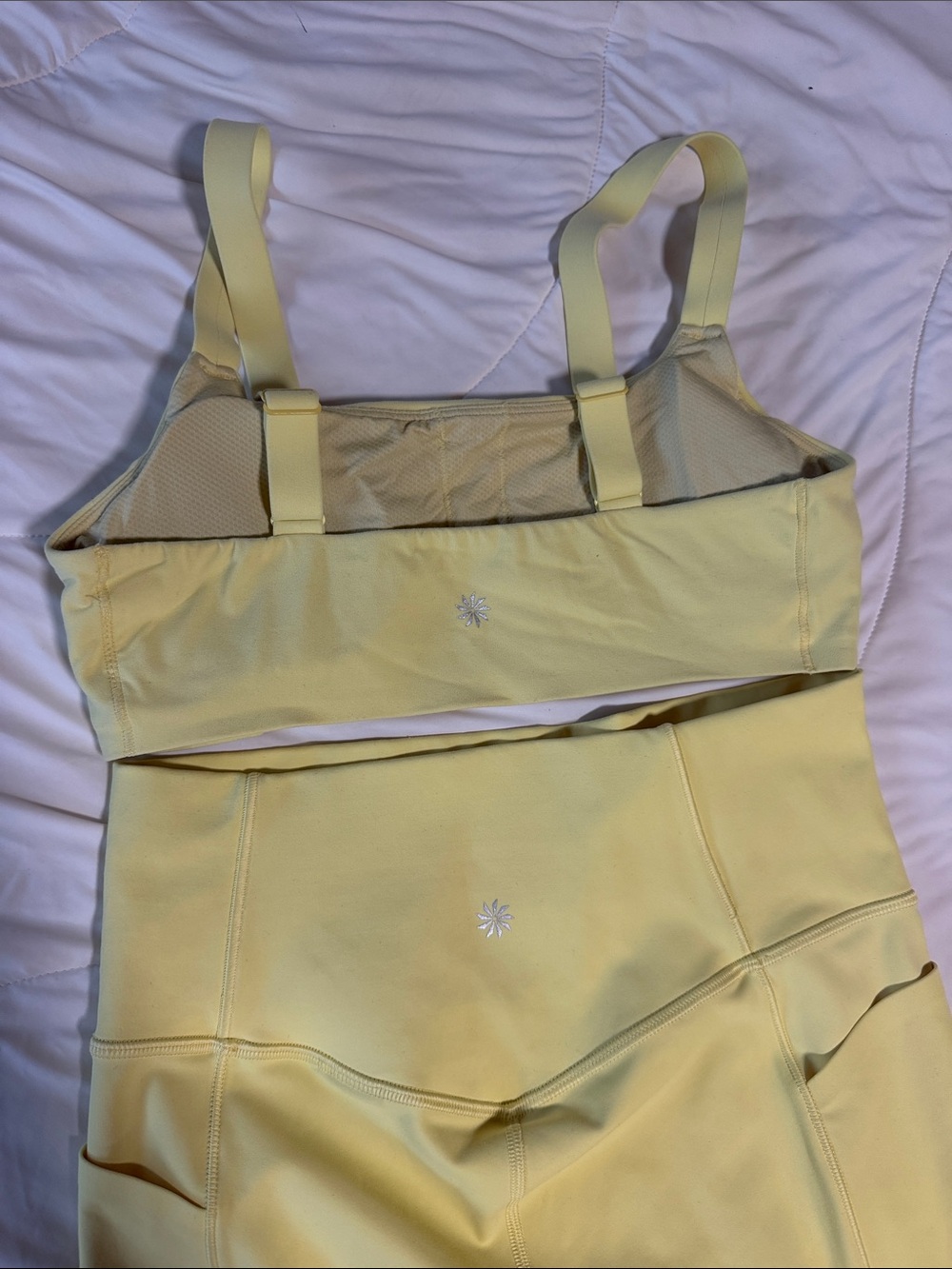 Athleta Pale Yellow High-Waist Leggings & Bra Set Small - Picture 3 of 4